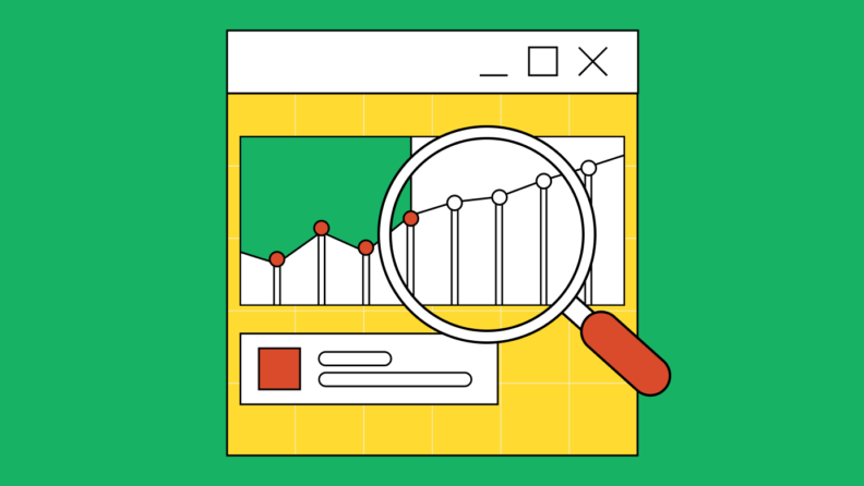 Rising line graph with data