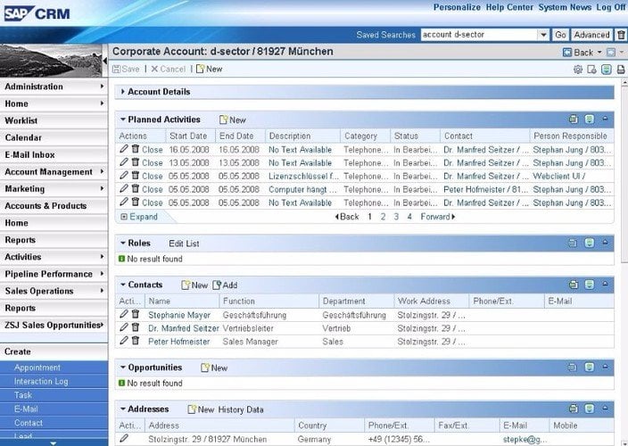 SAP CRM Software Review Screenshot Showing Product Features