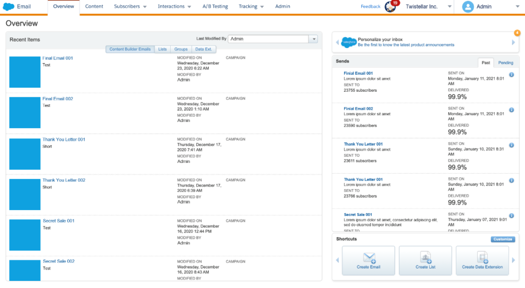 Salesforce Marketing software review, a screenshot of the tool's feature